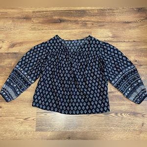 Old Navy Black & White Flowy Peasant Top- Women’s Small